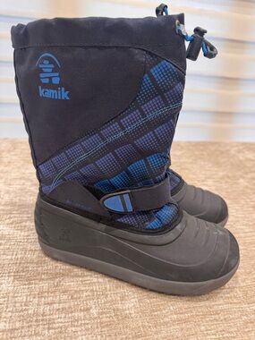Kamik Kids Black & Blue Insulated Waterproof Snow Boots